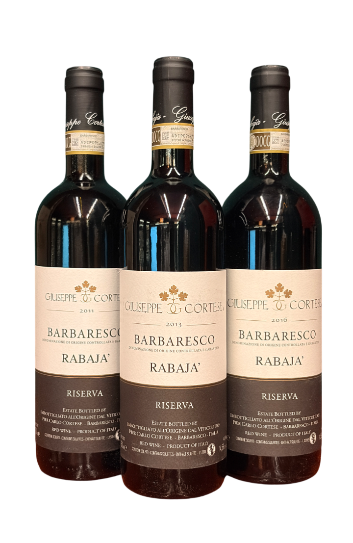 Giuseppe Cortese Barbaresco Rabaja Riserva 2016-2013-2011
